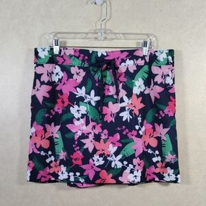 08112 Speedo navy blue & pink floral Woven Skort w/UPF 50+ XL